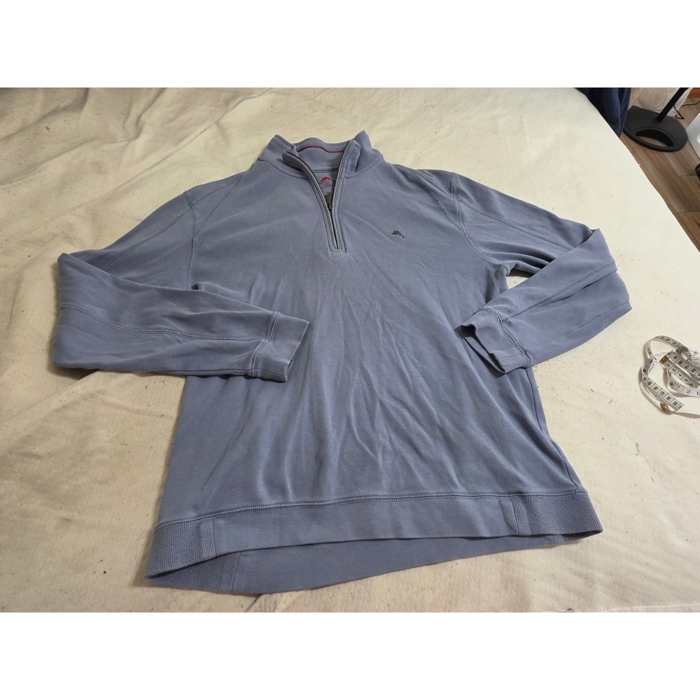 Tommy Bahama Mens Large Blue 100% Pima Cotton Quarter Zip Pullover Sweater - Picture 1 of 8